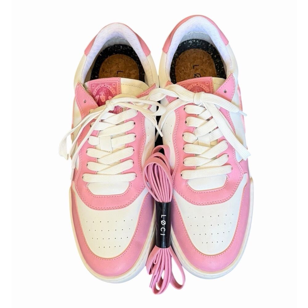 LOCI Nicki Minaj Sneaker White Pink Vegan Leather Low Top EU 42 Extra Laces NWOB - Picture 13 of 13